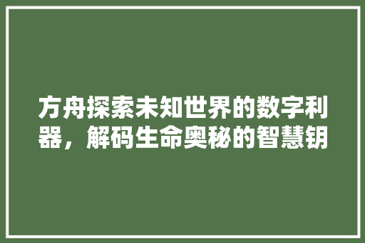 方舟探索未知世界的数字利器，解码生命奥秘的智慧钥匙