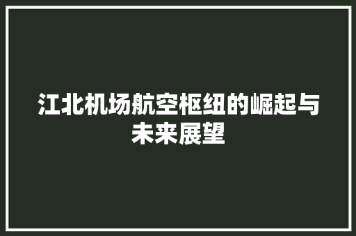 江北机场航空枢纽的崛起与未来展望