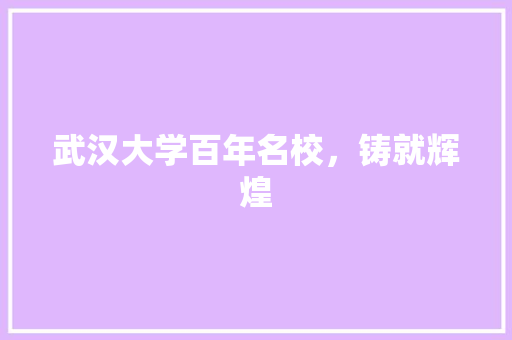 武汉大学百年名校，铸就辉煌