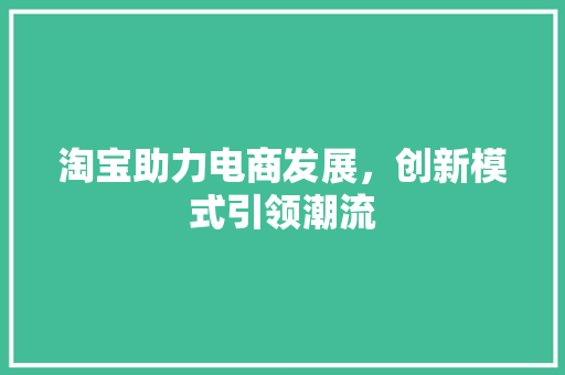 淘宝助力电商发展，创新模式引领潮流