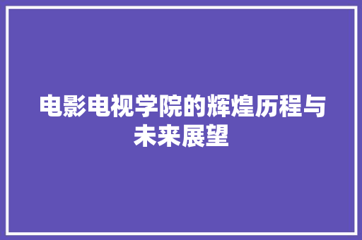 电影电视学院的辉煌历程与未来展望