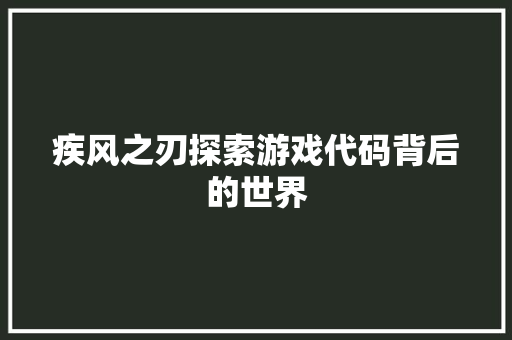 疾风之刃探索游戏代码背后的世界