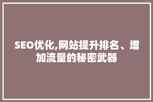 SEO优化,网站提升排名、增加流量的秘密武器