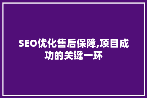 SEO优化售后保障,项目成功的关键一环