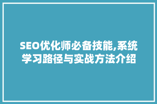 SEO优化师必备技能,系统学习路径与实战方法介绍