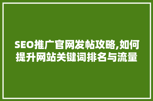 SEO推广官网发帖攻略,如何提升网站关键词排名与流量