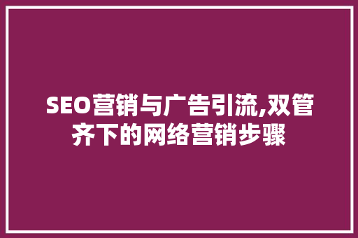 SEO营销与广告引流,双管齐下的网络营销步骤