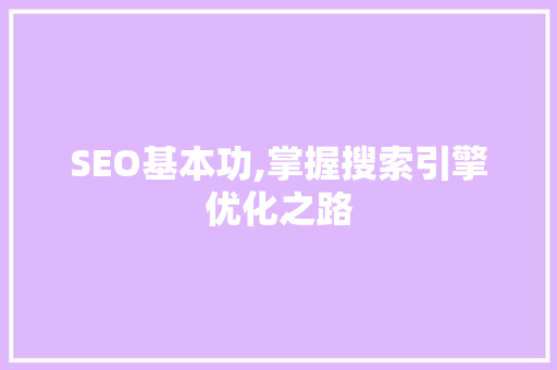 SEO基本功,掌握搜索引擎优化之路