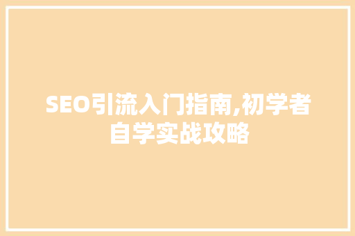 SEO引流入门指南,初学者自学实战攻略